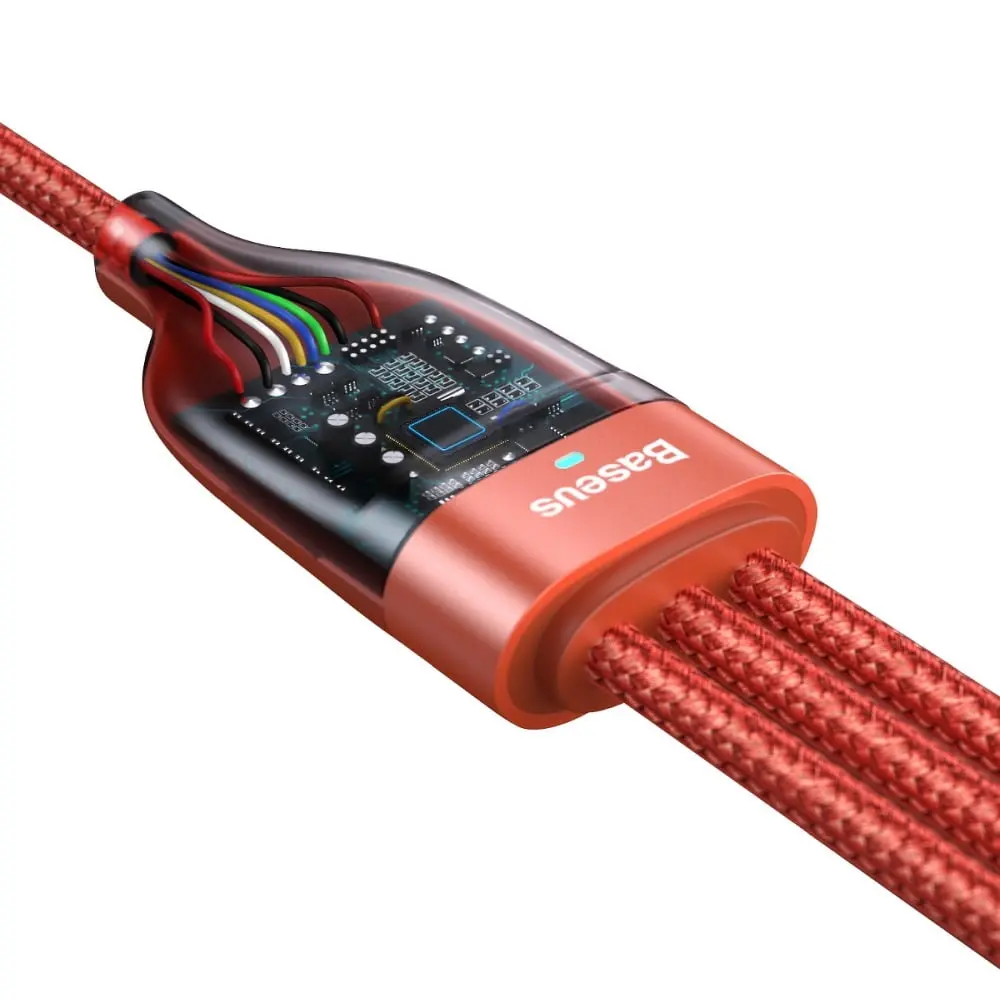 Cable Baseus Rojo 100w 1.2m Lightning USB C micro USB (6).webp